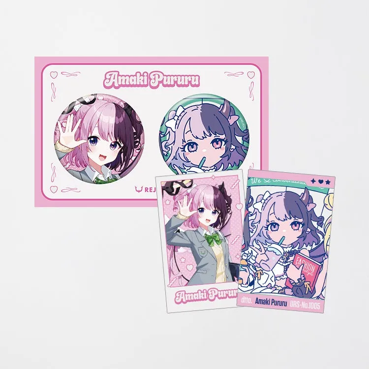 天鬼ぷるる チェキ風カード&缶バッジセット