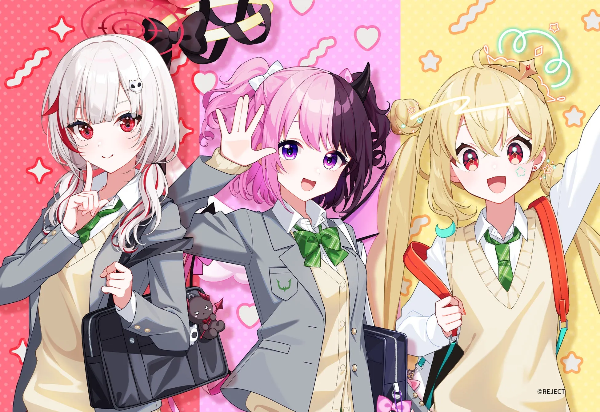 学生服風 集合イラスト