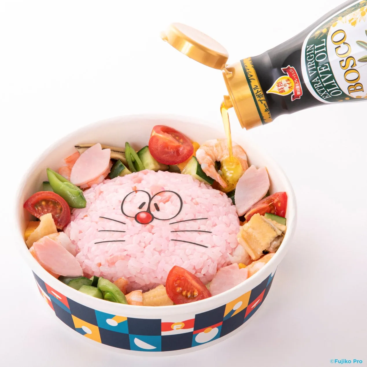 ドラえもんのちらし寿司にオリーブオイル