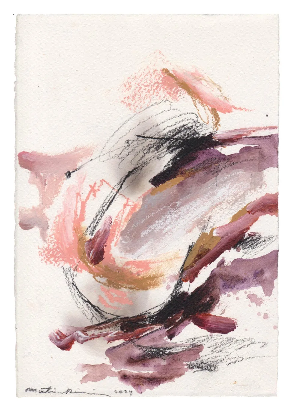 水彩と鉛筆による抽象的な絵画