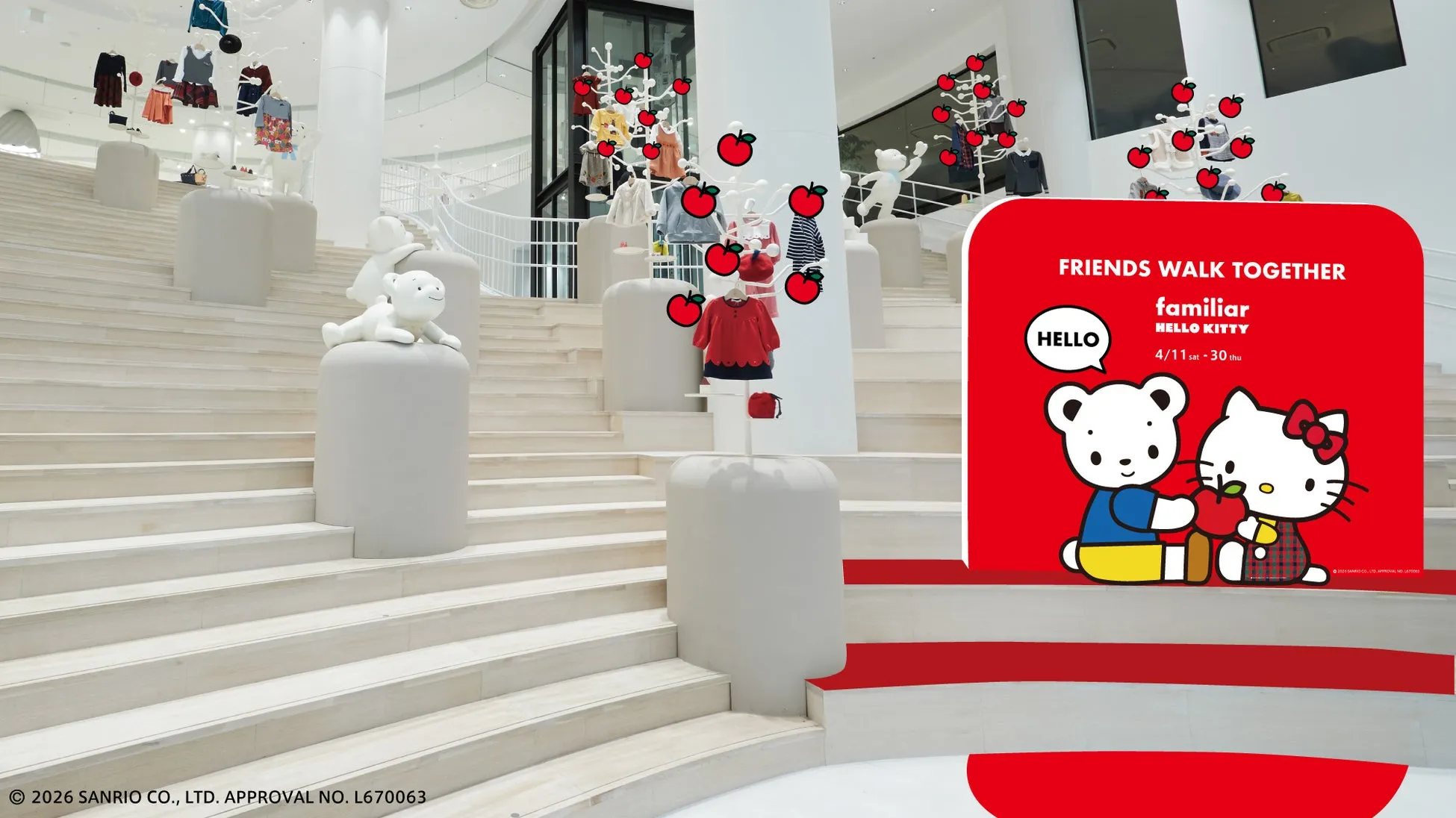  familiarとHELLO KITTYのコラボ告知ポスター