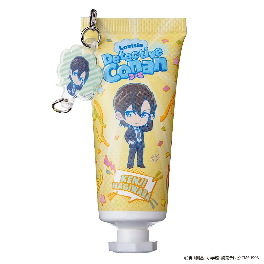 名探偵コナンのキャラクターである萩原研二が描かれたハンドクリーム。キャラクターのイラストとロゴがデザインされている。