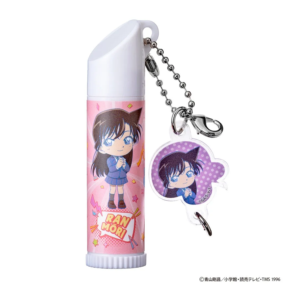 名探偵コナンの毛利蘭のキャラクターが描かれたリップクリームとチャームです。