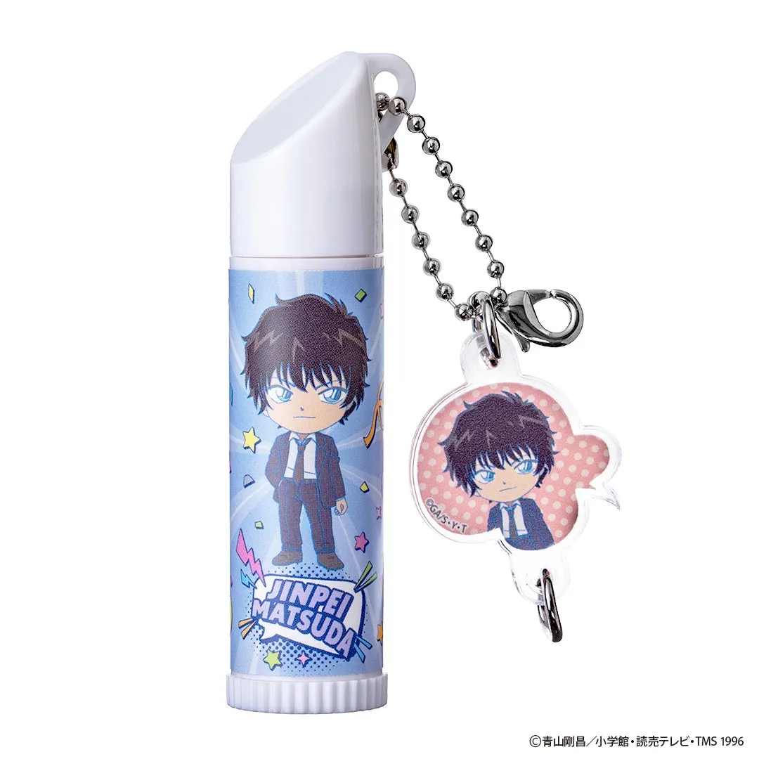 松田陣平のキャラクターが描かれたリップクリームとキーホルダーのセットです。