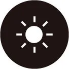 黒い円の中に太陽のアイコンが描かれた画像です。