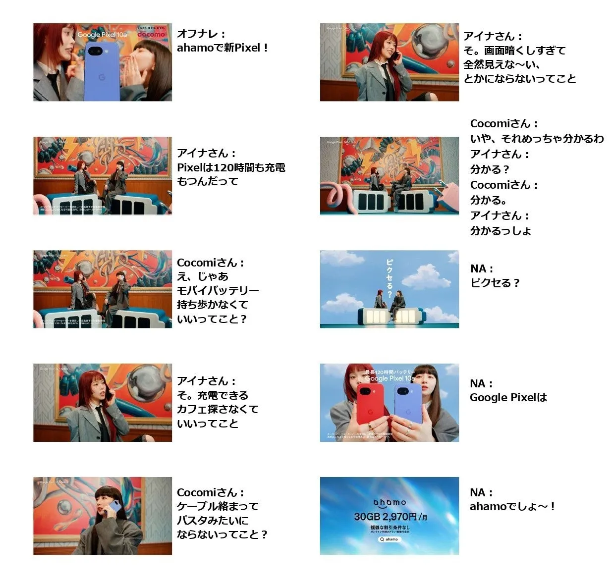 ahamoの広告画像。Google Pixel 10aの紹介と、ahamoの料金プランの案内。