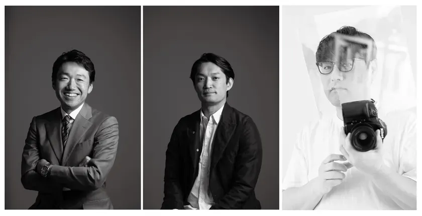 3人の男性のモノクロポートレート