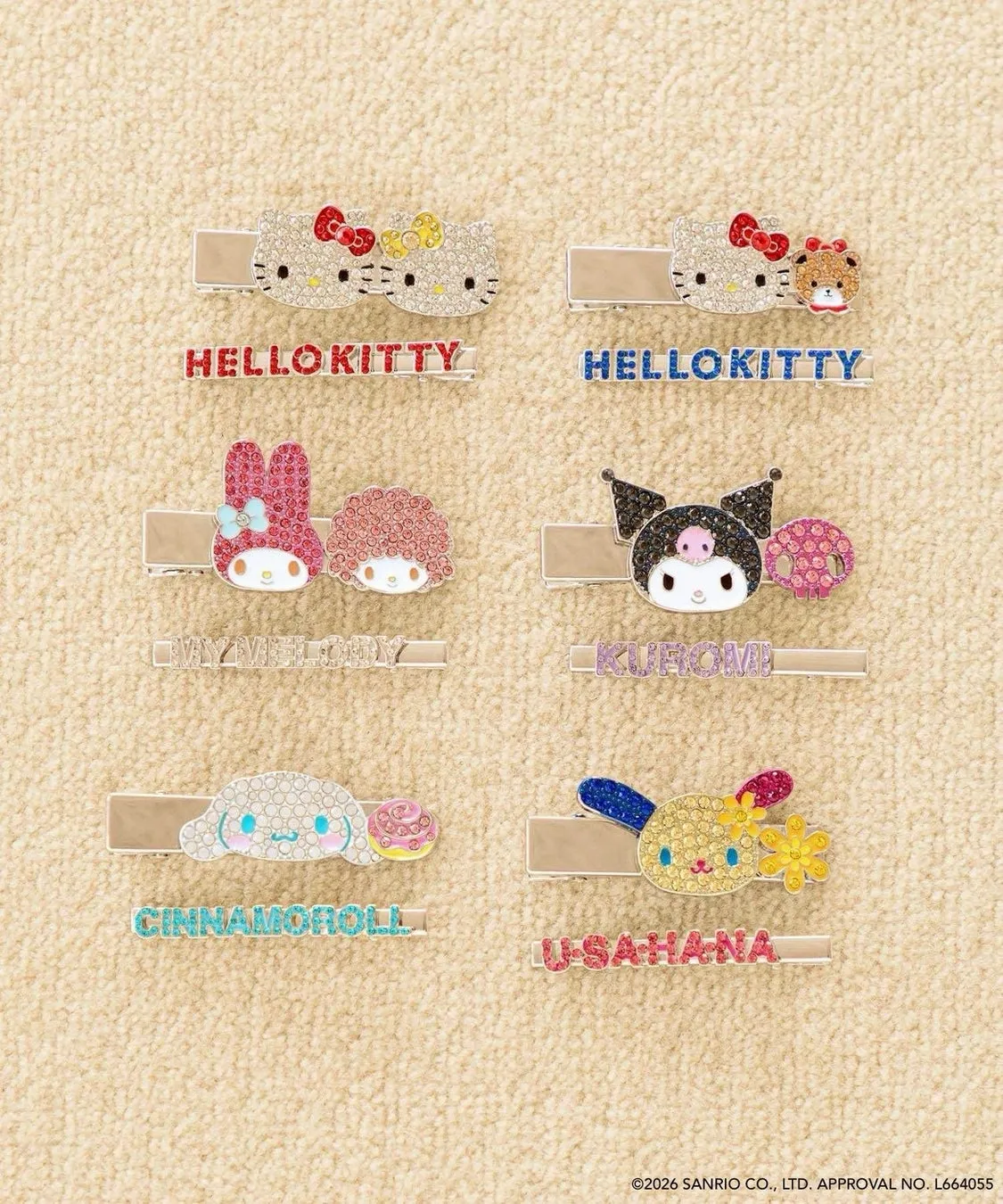 サンリオキャラクターのヘアクリップの集合写真