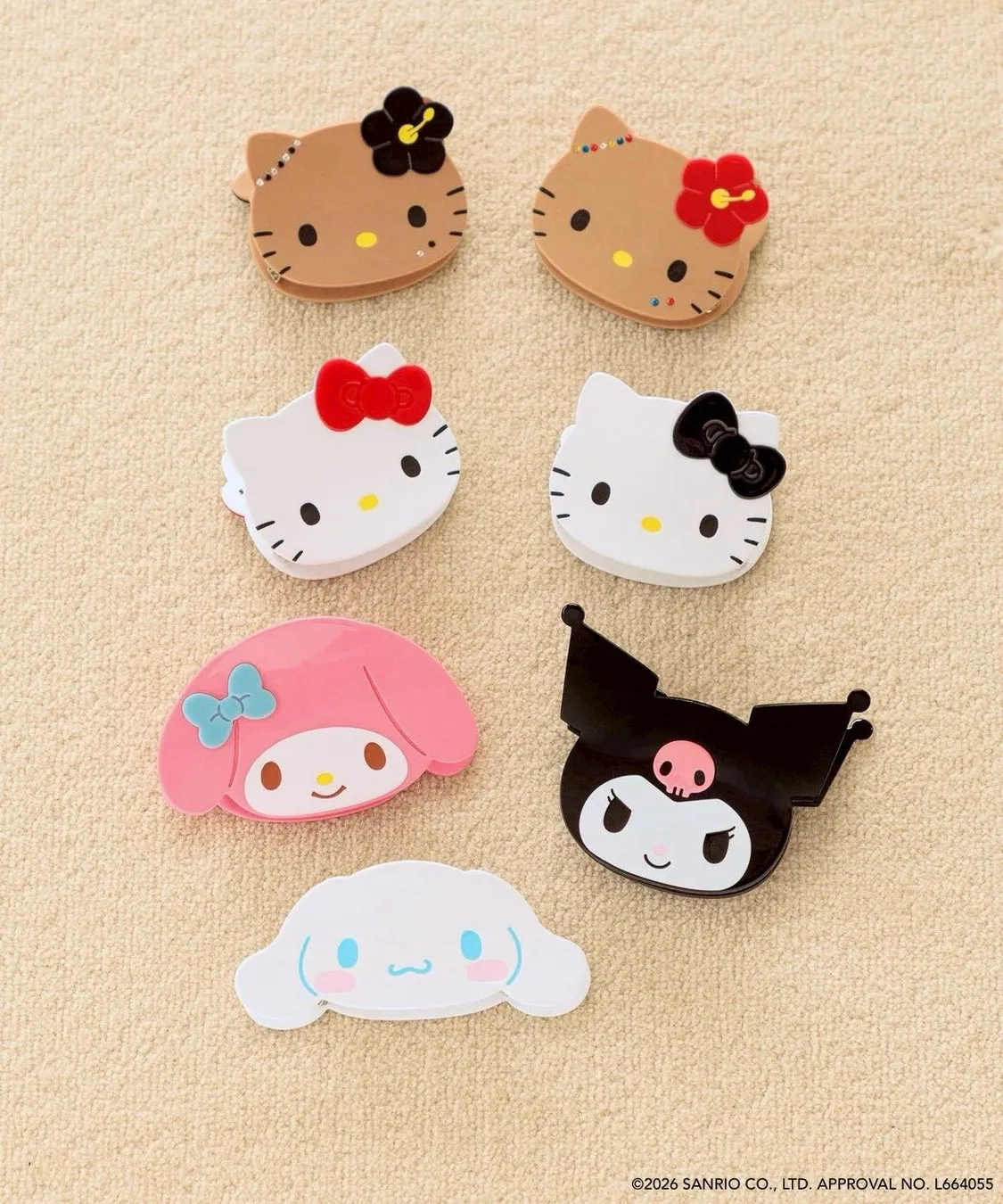 サンリオのキャラクターの顔型クリップ