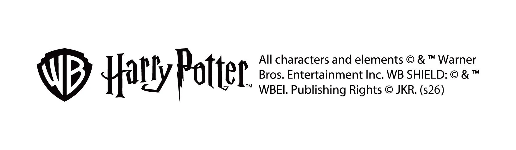 ワーナーブラザーズのロゴとハリーポッターのロゴが含まれています。著作権情報も記載されています。