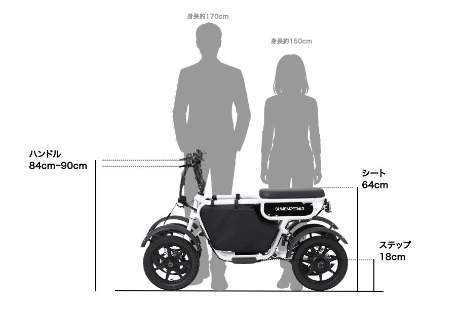 白を基調とした電動バイクの画像。