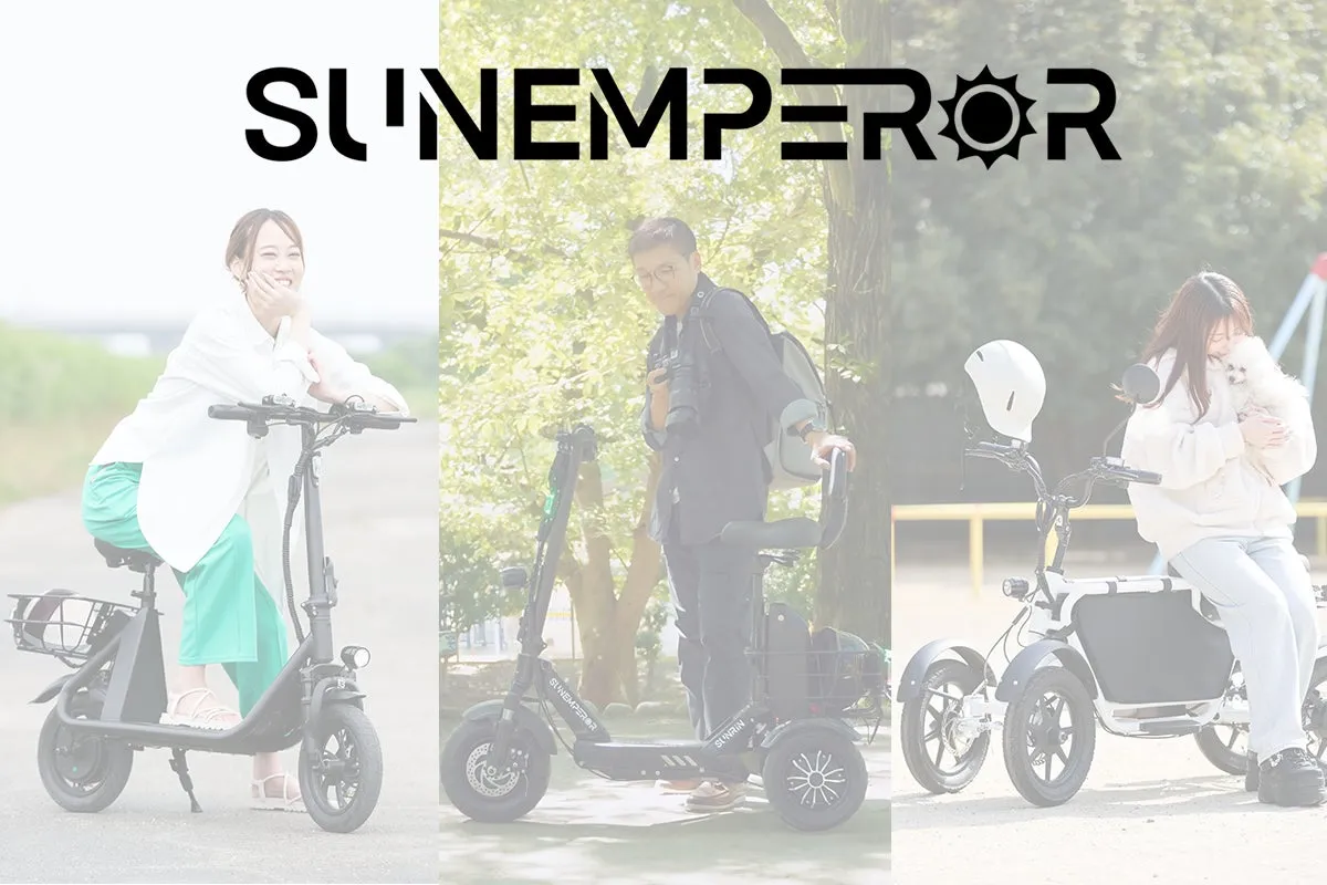 SUNEMPERORの電動スクーターに乗る人々