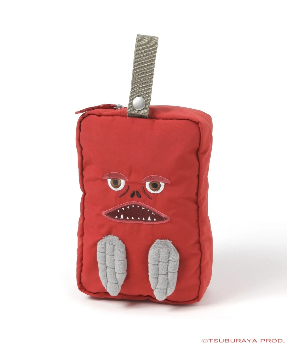 赤いモンスターの顔をしたポーチ