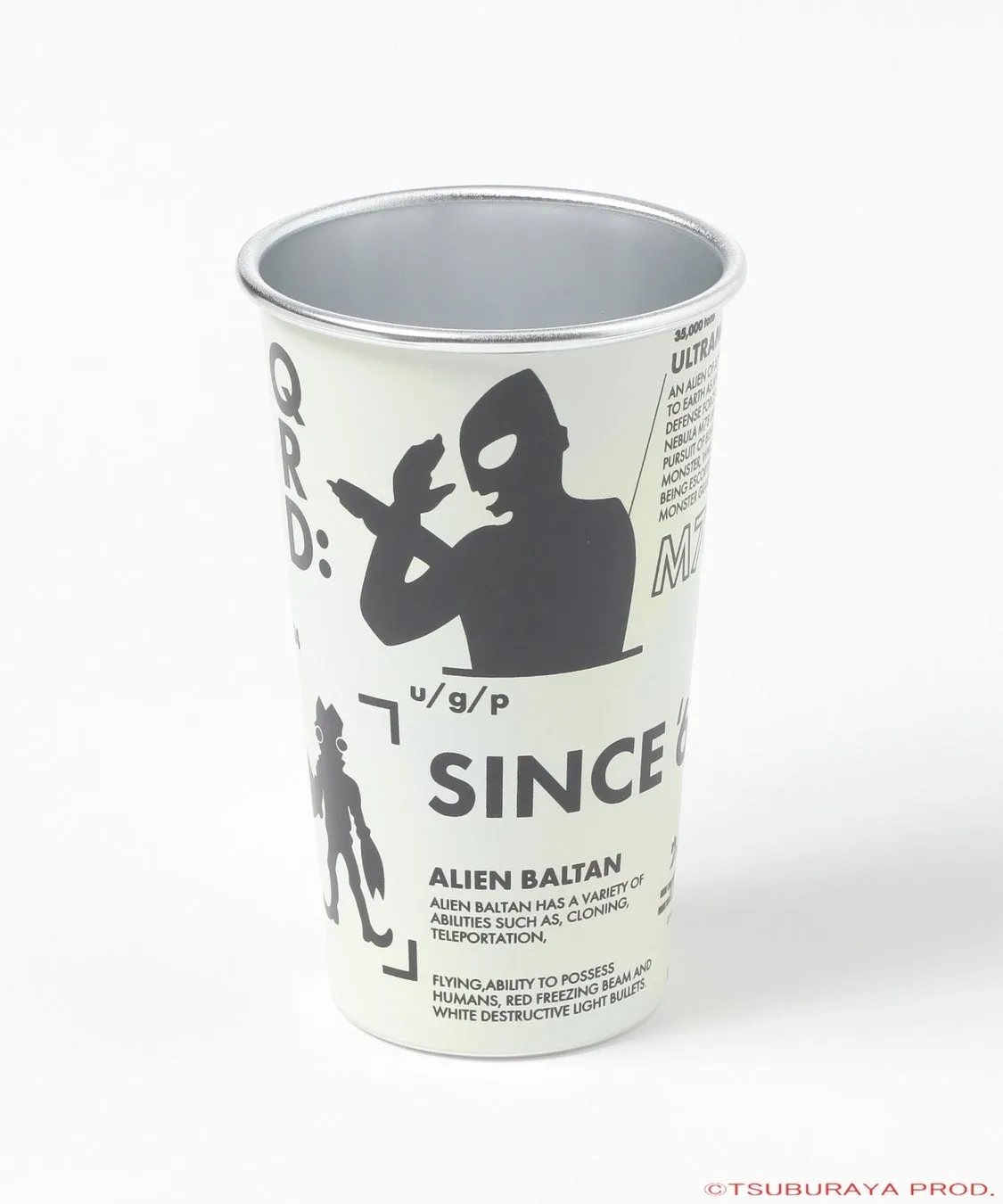 ウルトラマンのキャラクター、バルタン星人のイラストが描かれたコップ