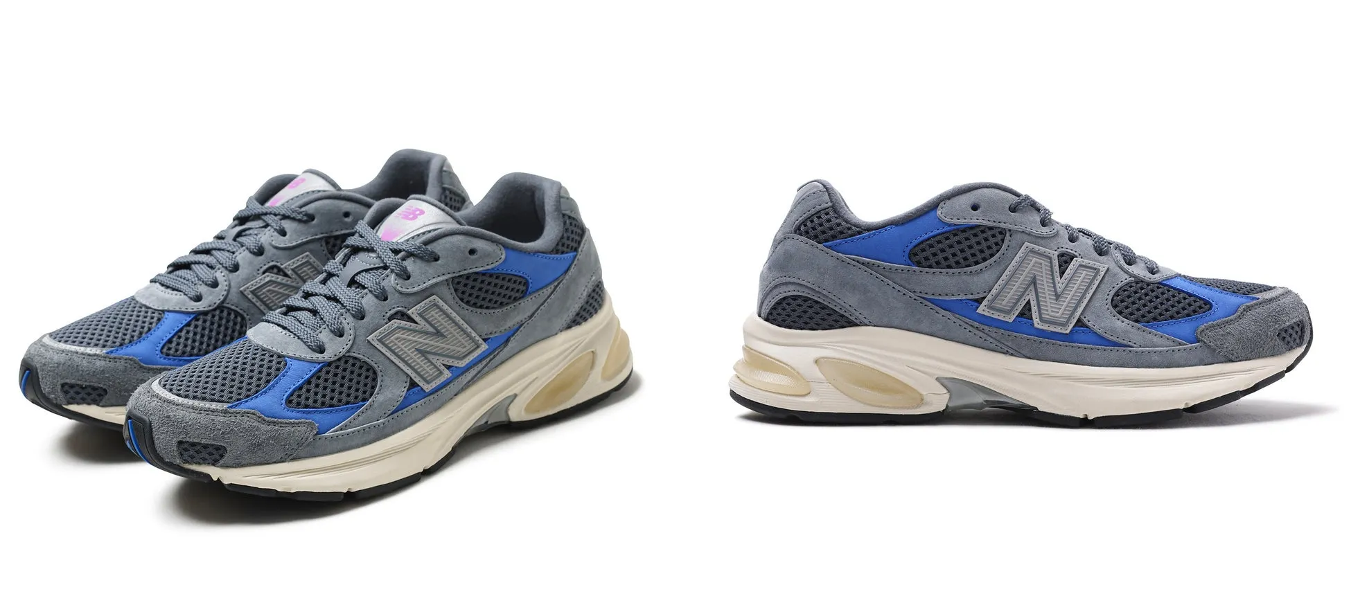 グレーとブルーのスニーカー