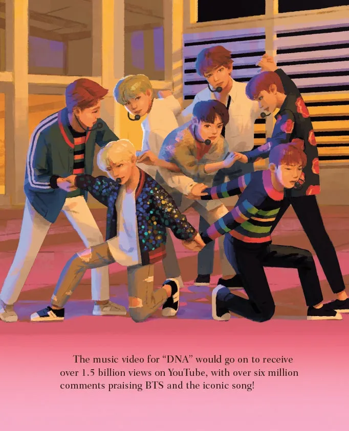 BTSのメンバーが踊っているイラスト