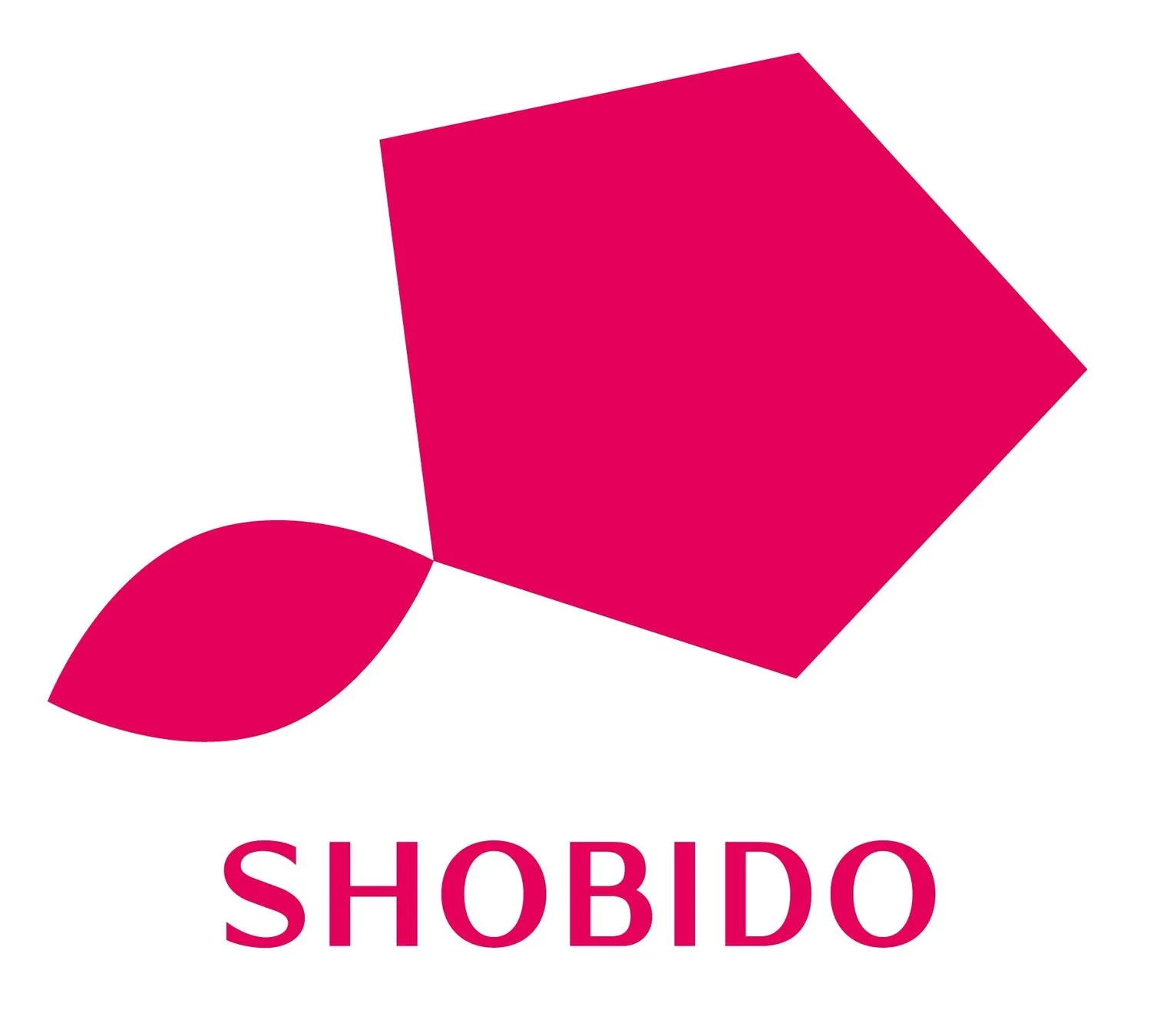 ピンク色のロゴ。上部に幾何学的な形状があり、その下に「SHOBIDO」というテキストがあります。