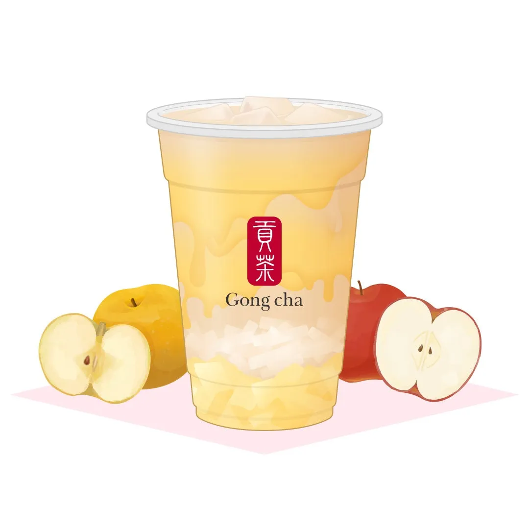 ゴンチャのドリンクとリンゴのイラスト