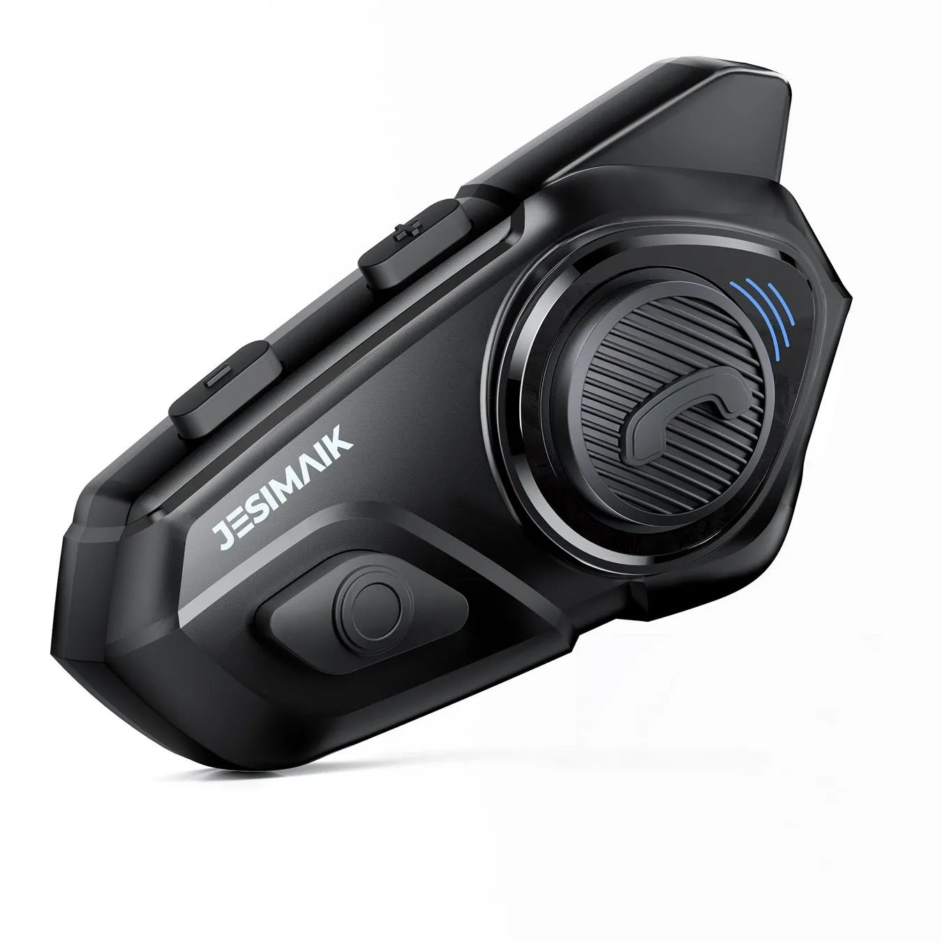 黒いバイク用インカムのクローズアップ写真