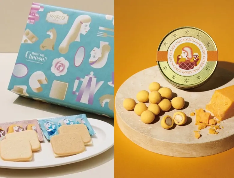 チーズとマカダミアチョコレートのお菓子とクッキーのパッケージ