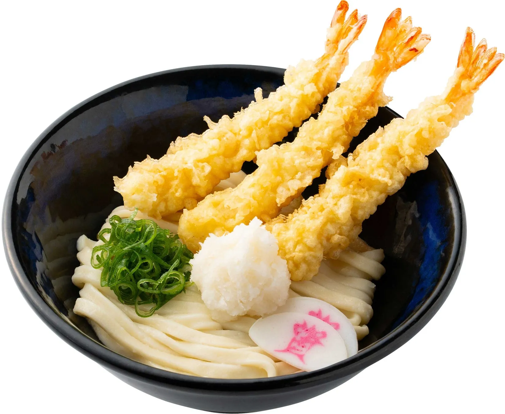 海老天が乗った冷たいぶっかけうどん