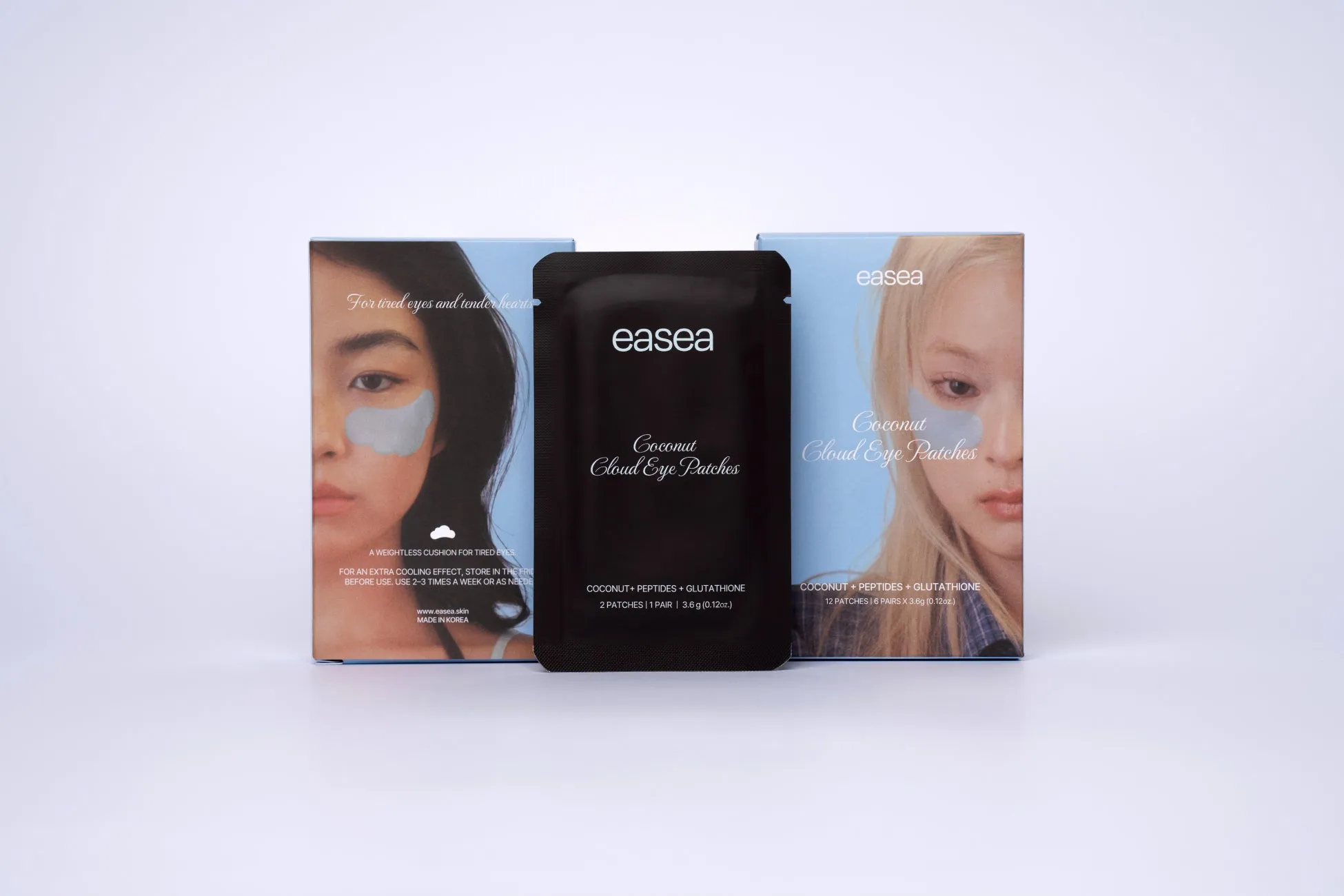 Coconut Cloud Eye Patches 製品パッケージと女性