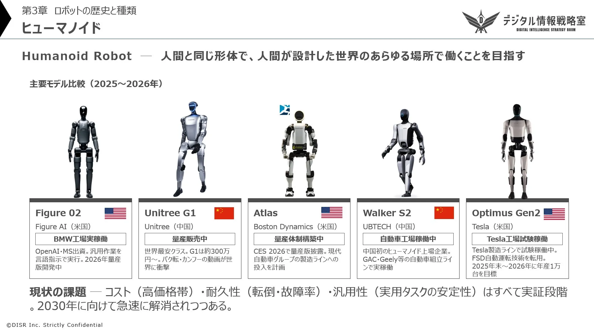 ヒューマノイドロボットの主要モデル比較（2025〜2026年）