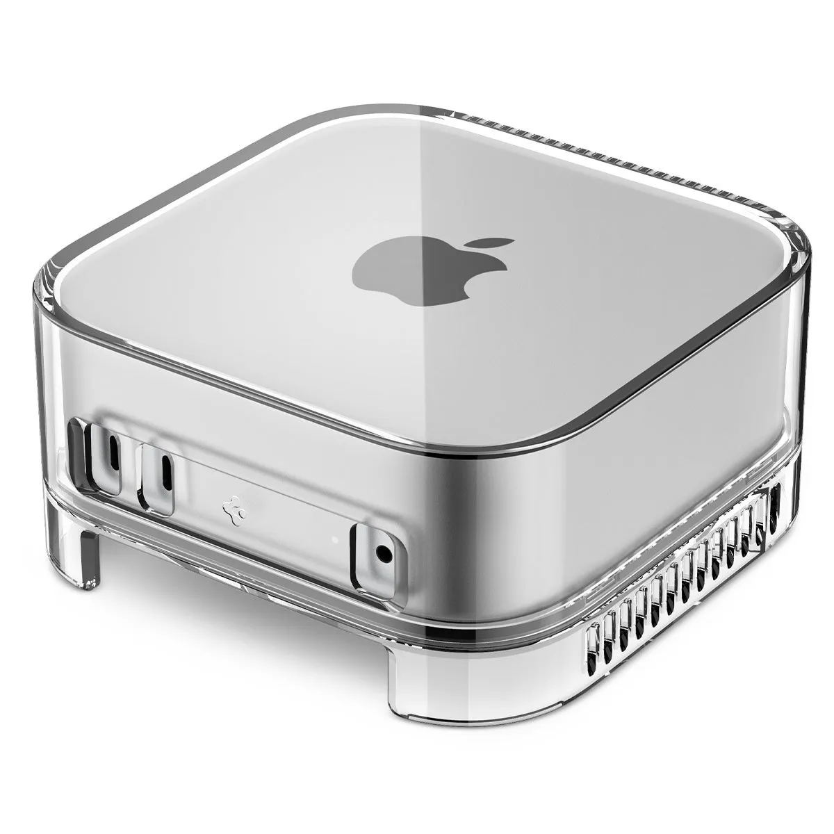 透明なケースに入ったApple Mac Miniのクローズアップ写真