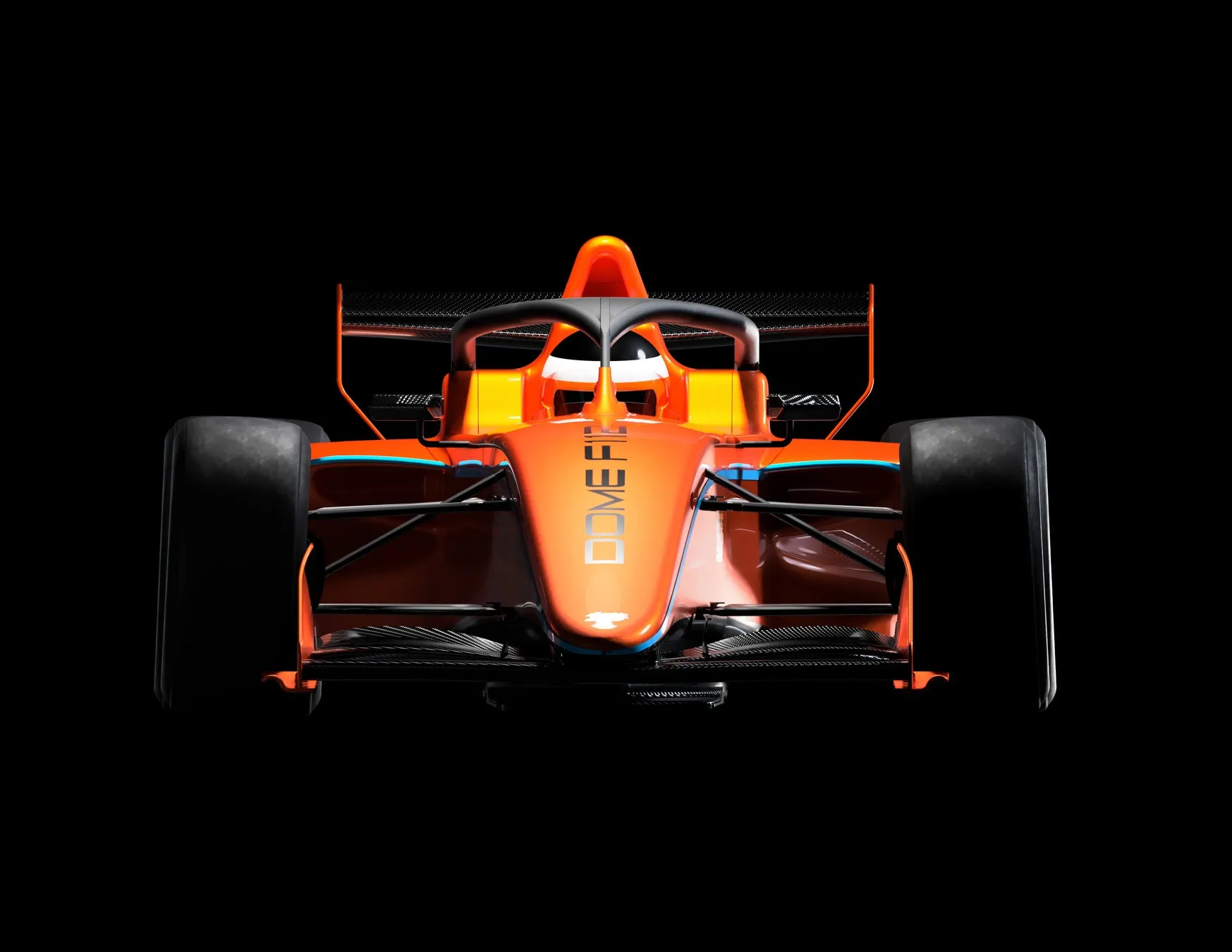 DOME F112 オレンジ色のレーシングカーの正面