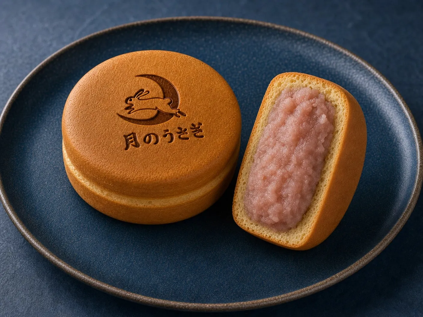 どら焼き, 和菓子, 月, うさぎ, 食べ物, スイーツ, デザート, 料理, 焼き菓子, 餡, 皿