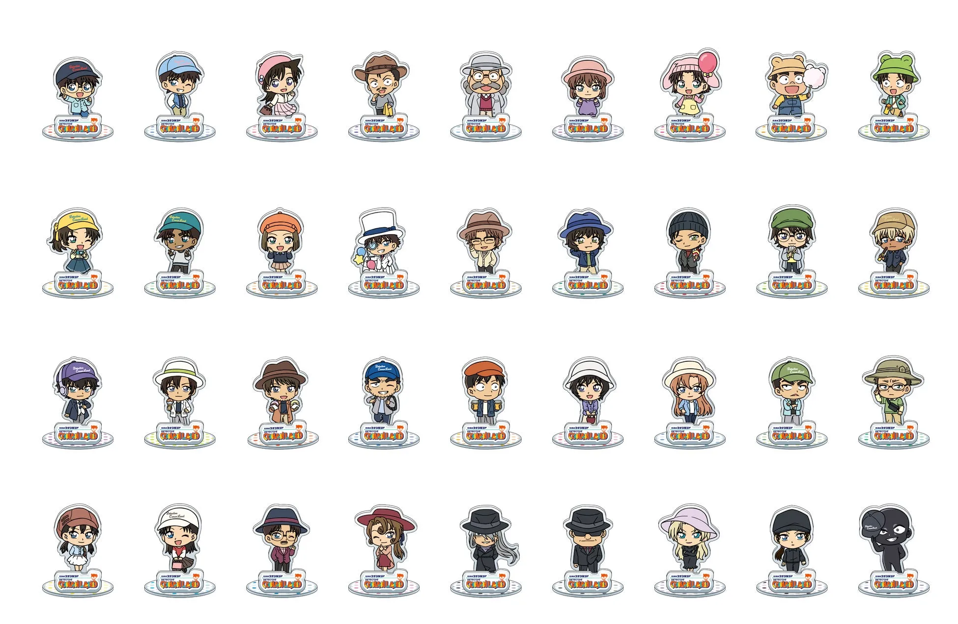 キャラクターのアクリルスタンドが多数並んだ画像