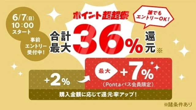 【最大36%還元】au PAY マーケット「ポイント超超祭」Pontaパス会員は絶対見逃すな！