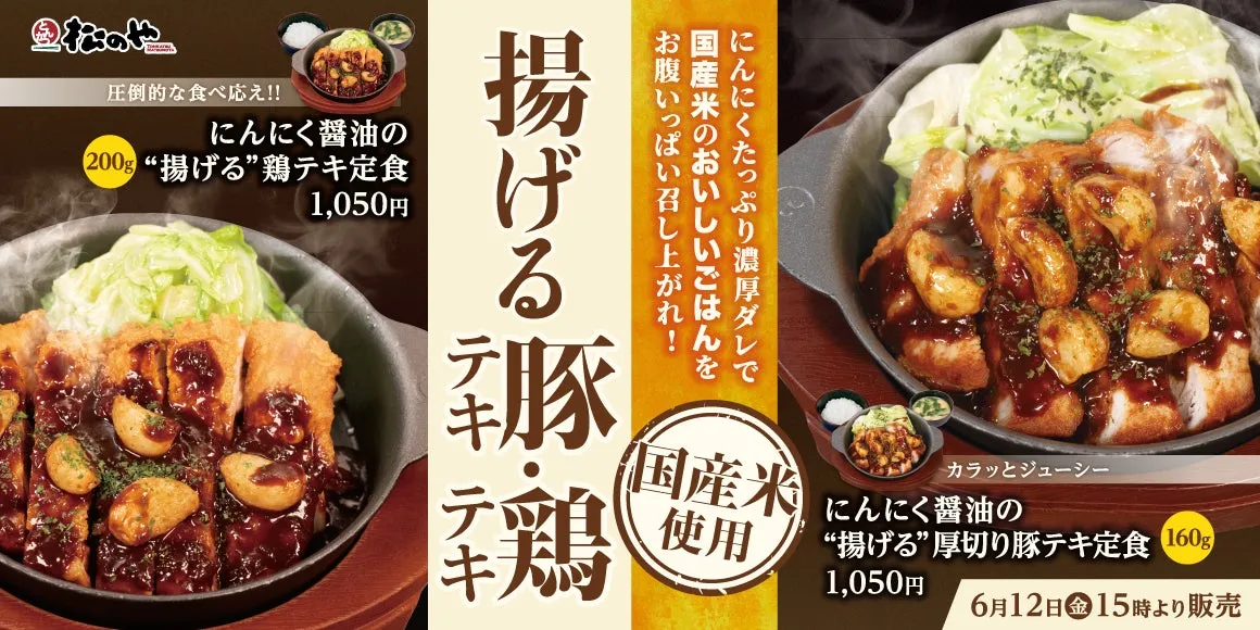 にんにく醤油の揚げる厚切り豚テキ・鶏テキ