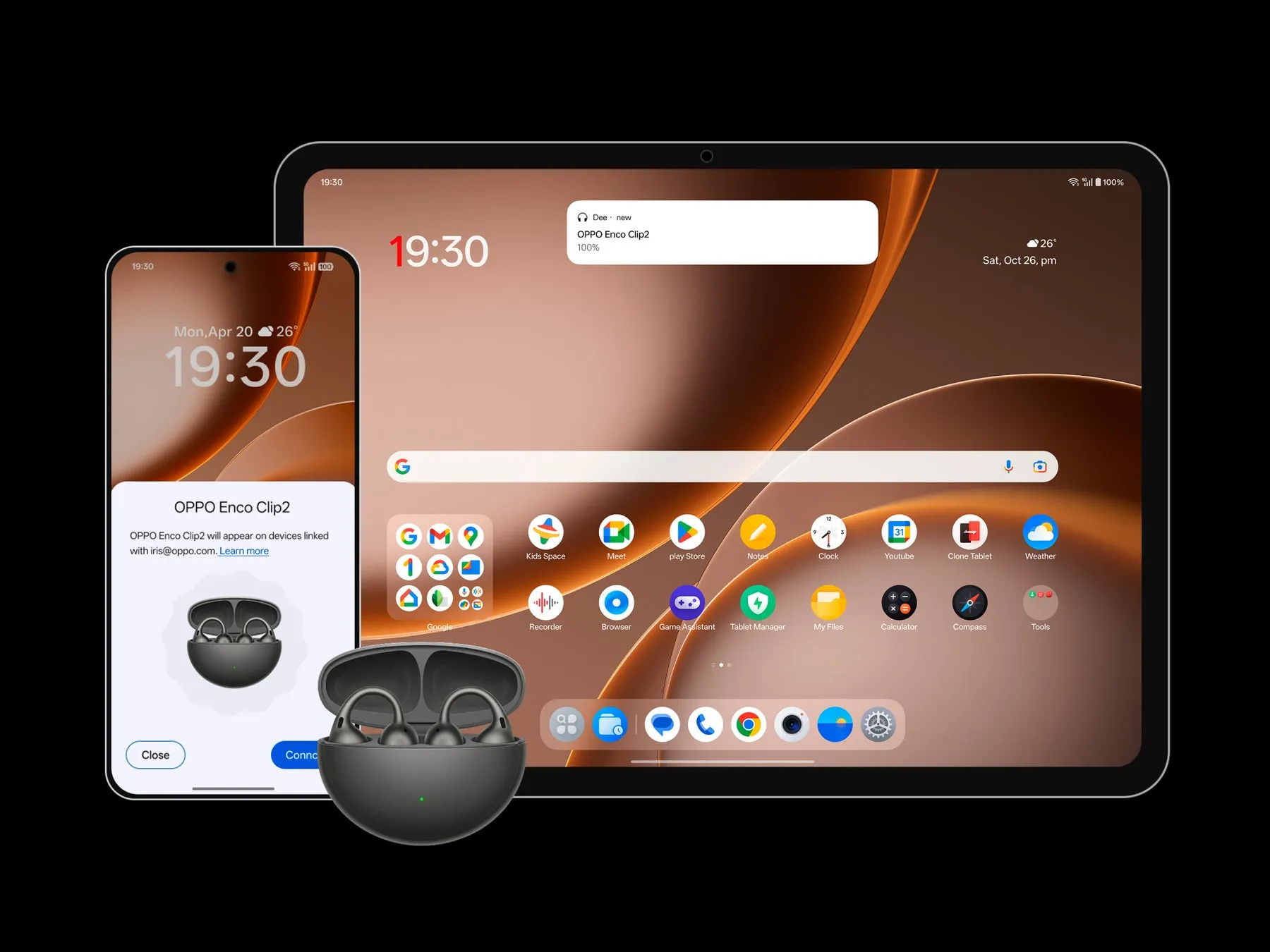 イヤホン本体のアップ、デザインディテール