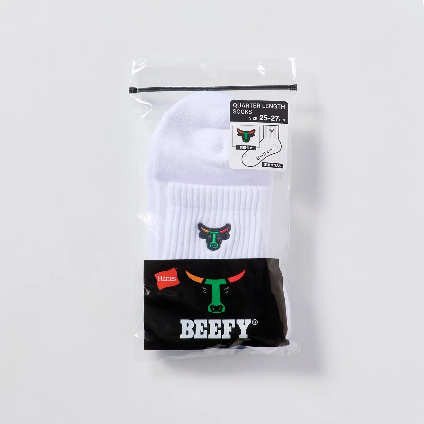 Hanes x セブン-イレブン BEEFYソックスの商品パッケージ