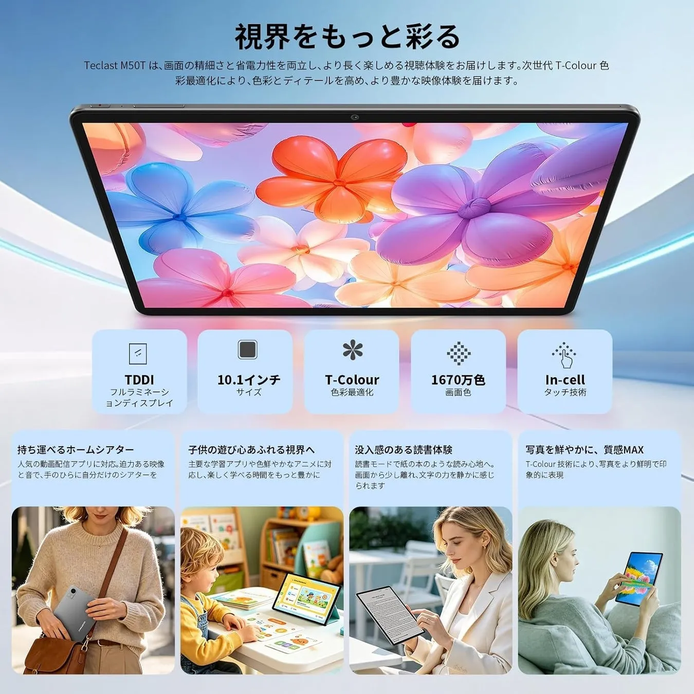 Teclast M50T ディスプレイ説明画像