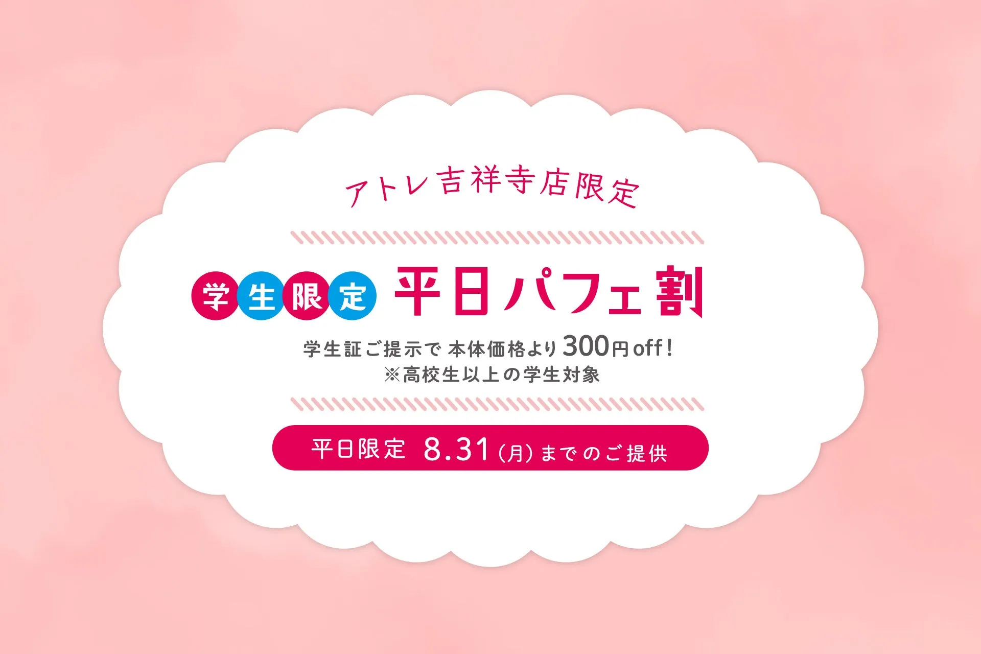 タカノフルーツパーラー吉祥寺店 学生限定平日パフェ割