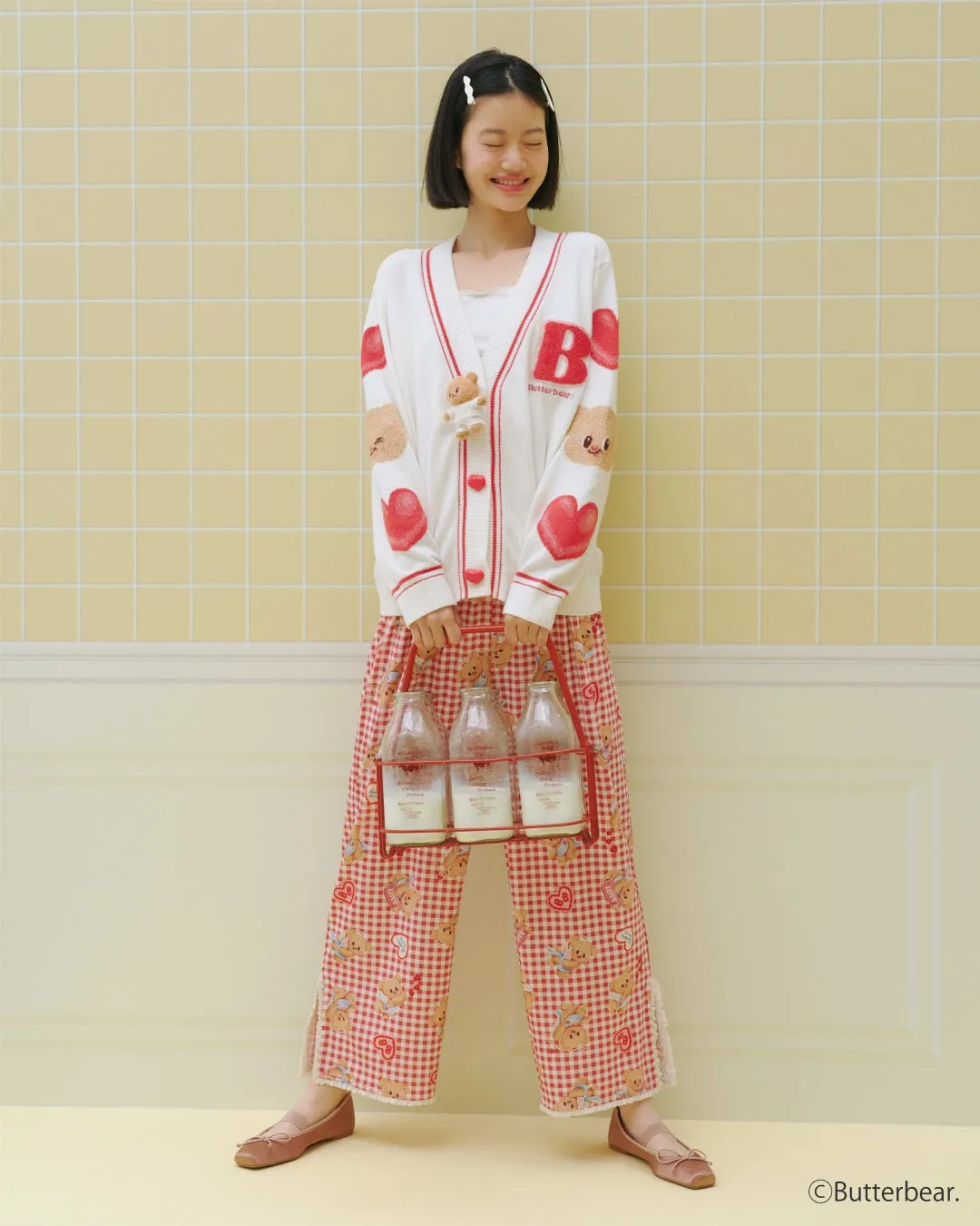 開襟シャツとカットロングパンツの別カット