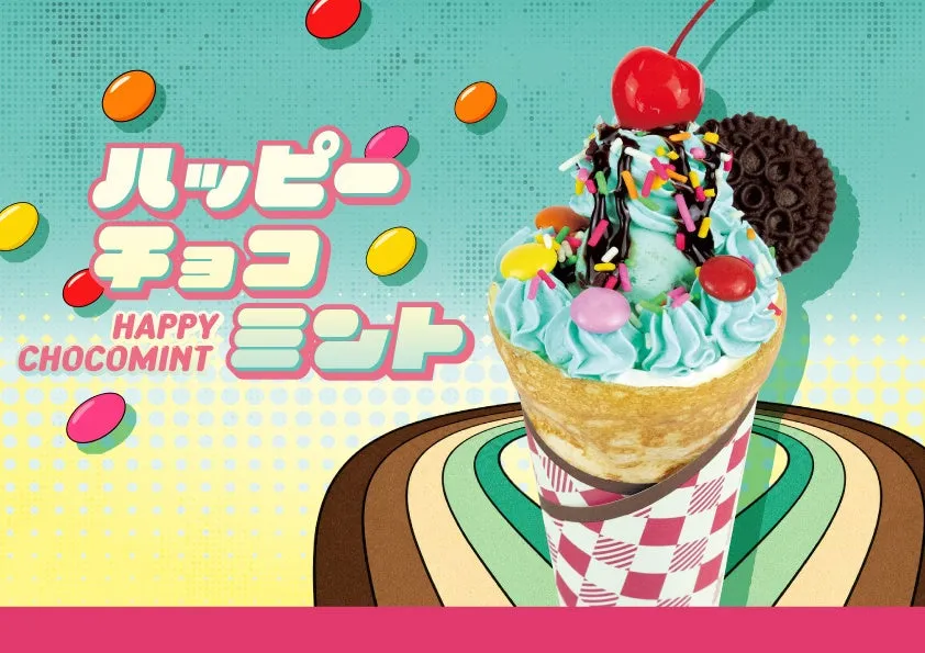 チョコミントパフェをイメージしたクレープ