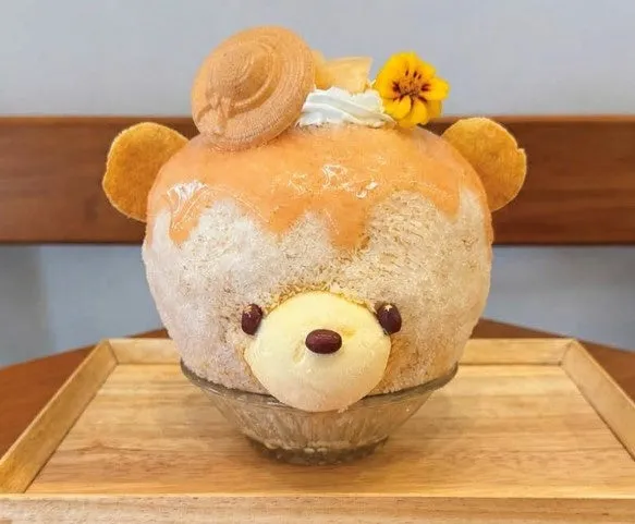 まるごと桃と紅茶なテディベア氷