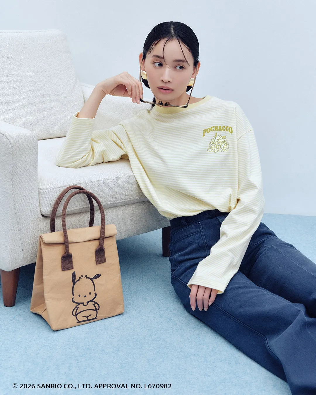 【ポチャッコ】チャーム付きトートバッグ GRY