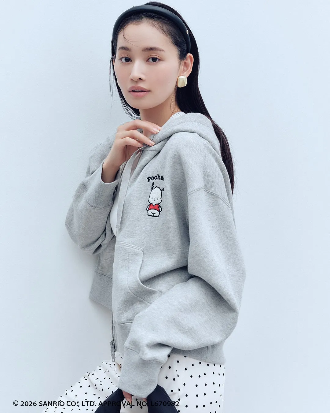 【ポチャッコ】短丈Aラインフーディー GRY