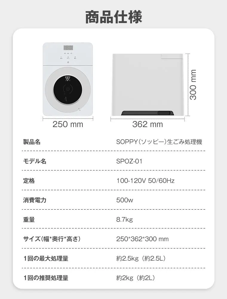 SOPPY家庭用生ごみ処理機 商品概要