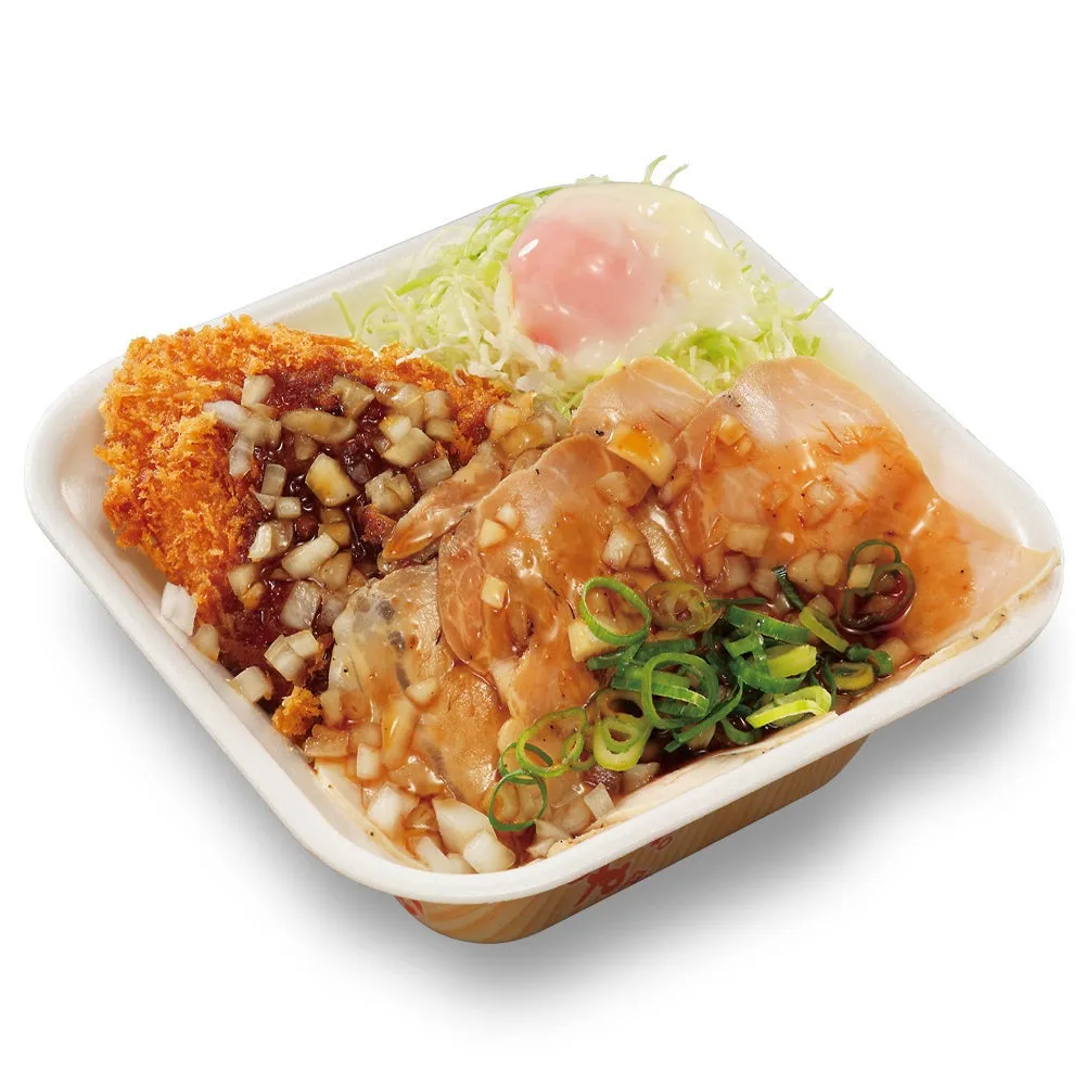温たま付 ローストポークとロースカツの合い盛り丼弁当