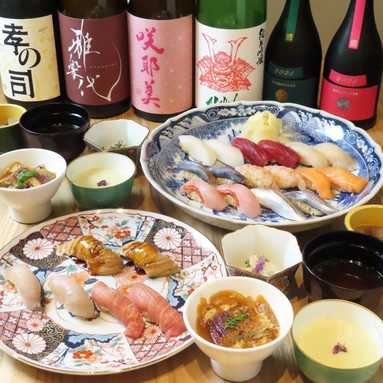 乾杯の日本酒とお味噌汁