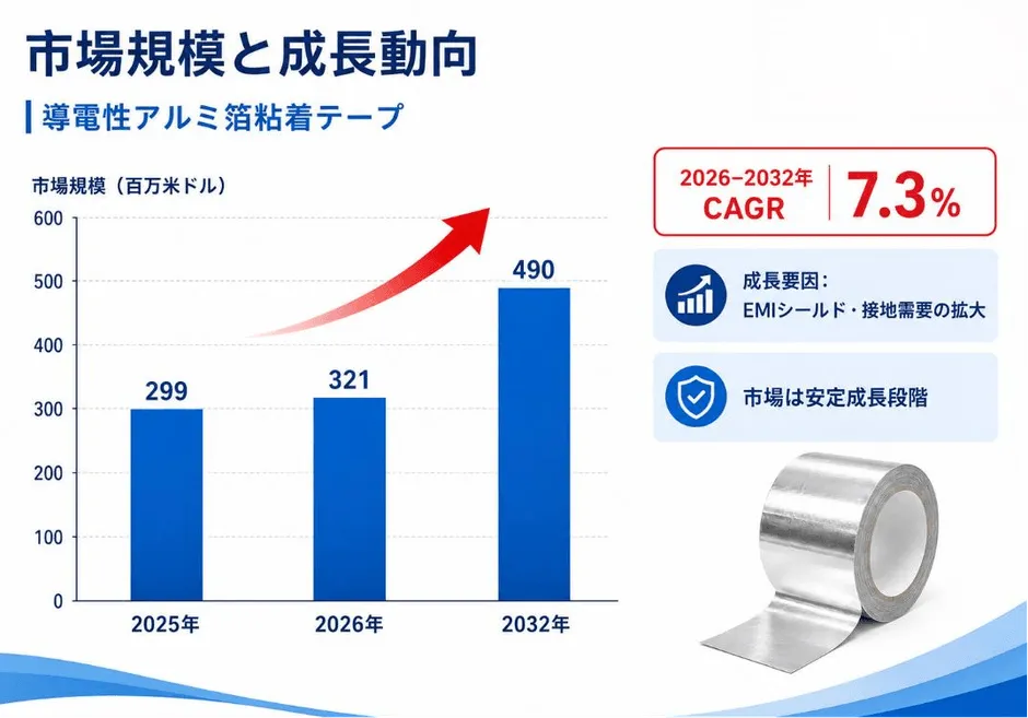 導電性アルミ箔粘着テープ市場規模（百万米ドル）