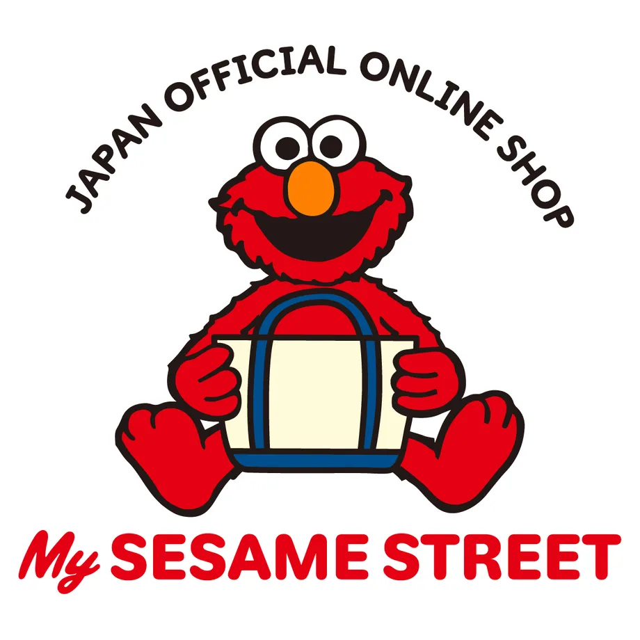 バッグを持ったエルモとMY SESAME STREETの文字を配したショップロゴ