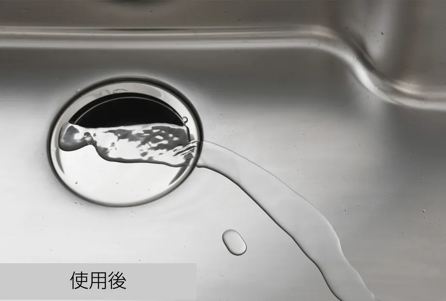 シンクの使用後の水の残り方