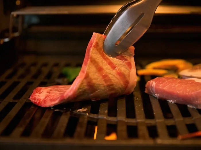 添付画像: 日本庭園でのBBQの様子