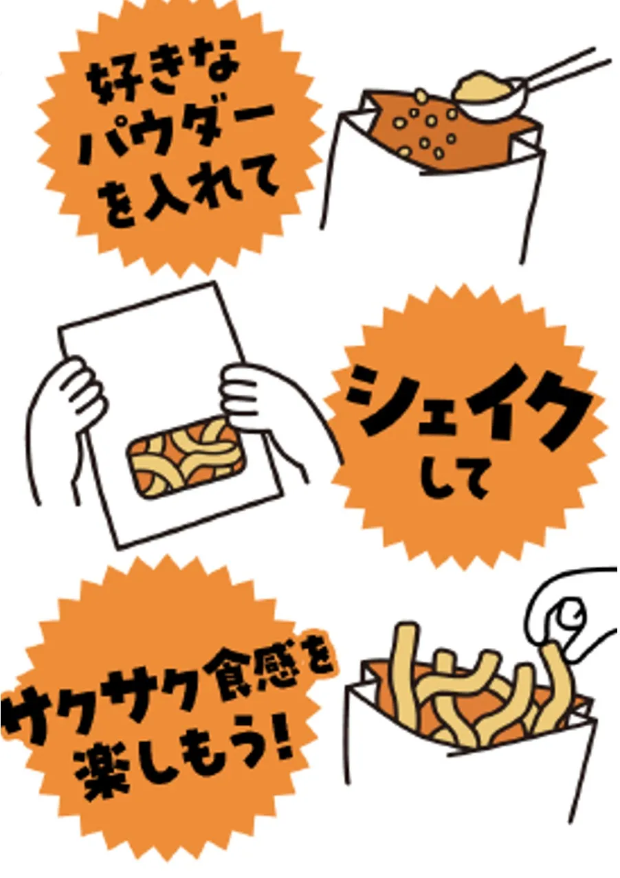 自分でシェイクして味付けするイメージ